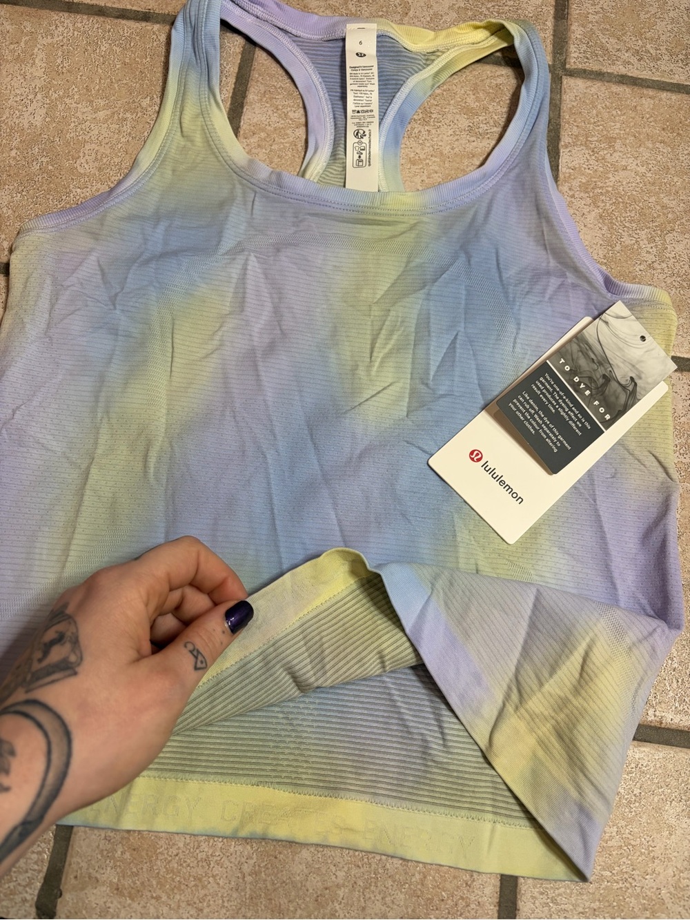 NWT Lululemon Swiftly Tech Racerback Tank 2.0 Waist Psychedelic Wash Lavender 6 - Picture 2 of 6